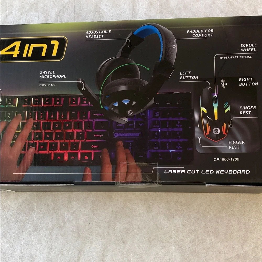 Game Punk 4In1 Pro Gaming Accessories Bundle Keyboard, Mouse, Headset, Mousepad